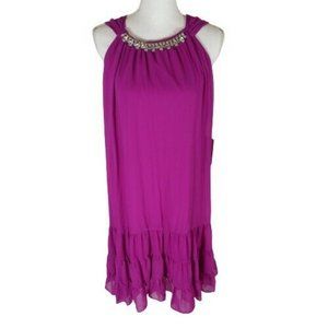 Sandiva L Sleeveless Dress NWT Pink Ruffle Jeweled